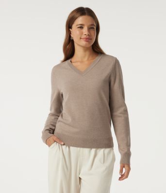 V Neck Long Sleeve Work Sweater