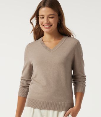 V Neck Long Sleeve Work Sweater