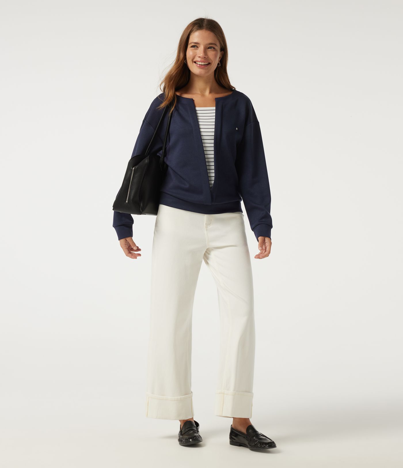 V Neck Dropped Long Sleeve Stripe Color Block Casual Pullover Sweatshirt