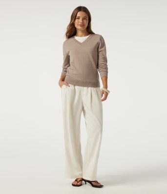 V Neck Long Sleeve Work Sweater