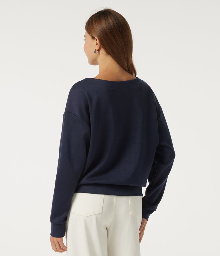 V Neck Dropped Long Sleeve Stripe Color Block Casual Pullover Sweatshirt