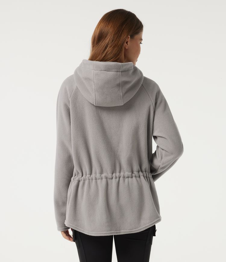 Gray Daze Hooded Long Sleeve Drawstring Curved Hem Fleece Casual Coat with Pockets / 2