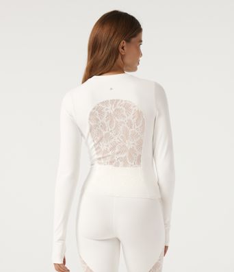 SoftlyZero™ Round Neck Long Sleeve Contrast Mesh Yoga Sports Top with Thumbholes SoftlyZero™ Round Neck Long Sleeve Contrast Mesh Yoga Sports Top with Thumbholes