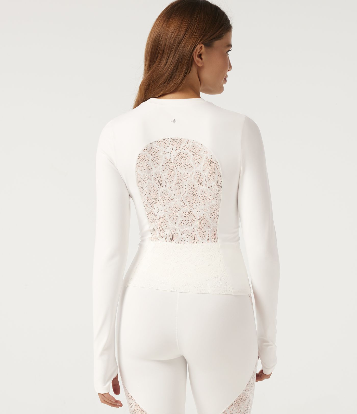 SoftlyZero™ Round Neck Long Sleeve Contrast Mesh Yoga Sports Top with Thumbholes SoftlyZero™ Round Neck Long Sleeve Contrast Mesh Yoga Sports Top with Thumbholes