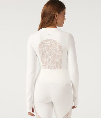 SoftlyZero™ Round Neck Long Sleeve Contrast Mesh Yoga Sports Top with Thumbholes SoftlyZero™ Round Neck Long Sleeve Contrast Mesh Yoga Sports Top with Thumbholes