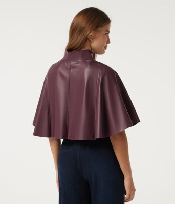 Mock Neck Sleeveless Work Faux Leather Jacket
