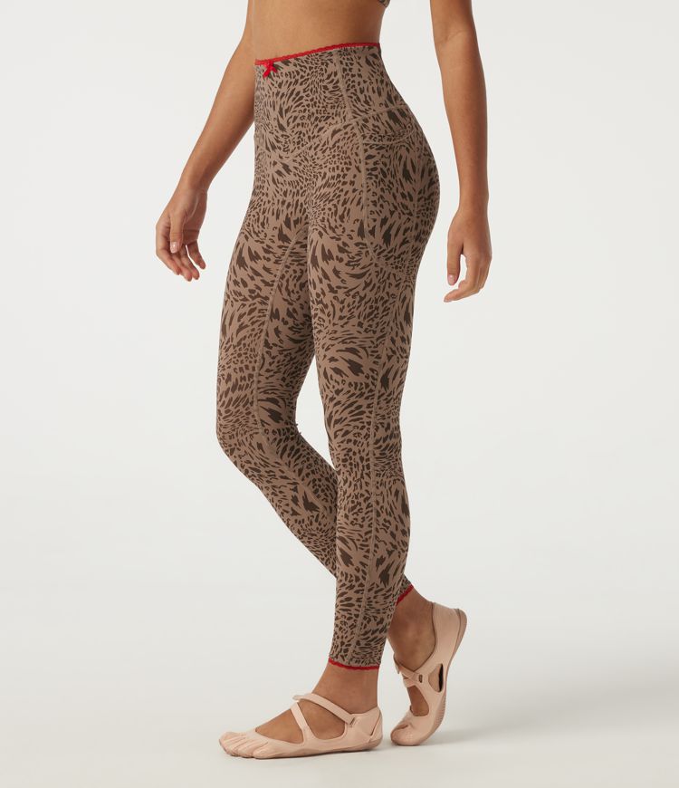 Halara UltraSculpt™ Leopard Print High Waisted Tummy Control Skinny Contrast Lace InstantCool Yoga Legging with Pockets
