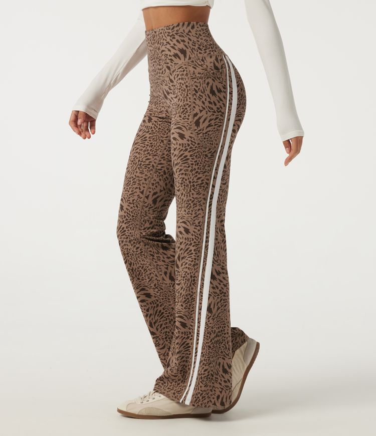 Halara UltraSculpt™ Leopard Print High Waisted Tummy Control Side Stripe Bootcut Yoga Leggings with Pockets