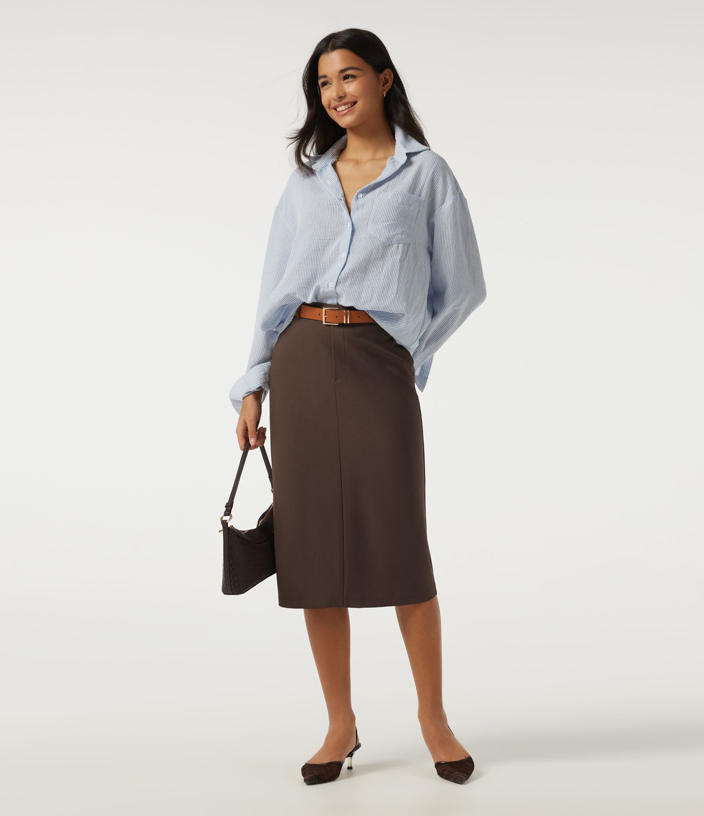 Midi-Blazer-Rock mit hoher Taille und Taschen für die Arbeit Midi-Blazer-Rock mit hoher Taille und Taschen für die Arbeit