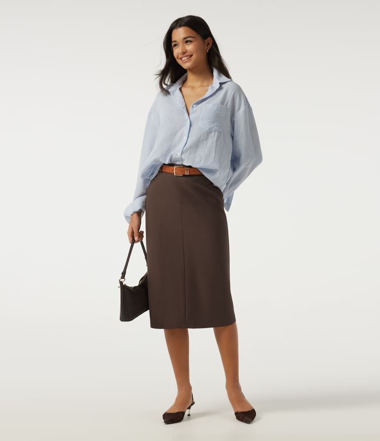 Midi-Blazer-Rock mit hoher Taille und Taschen für die Arbeit Midi-Blazer-Rock mit hoher Taille und Taschen für die Arbeit