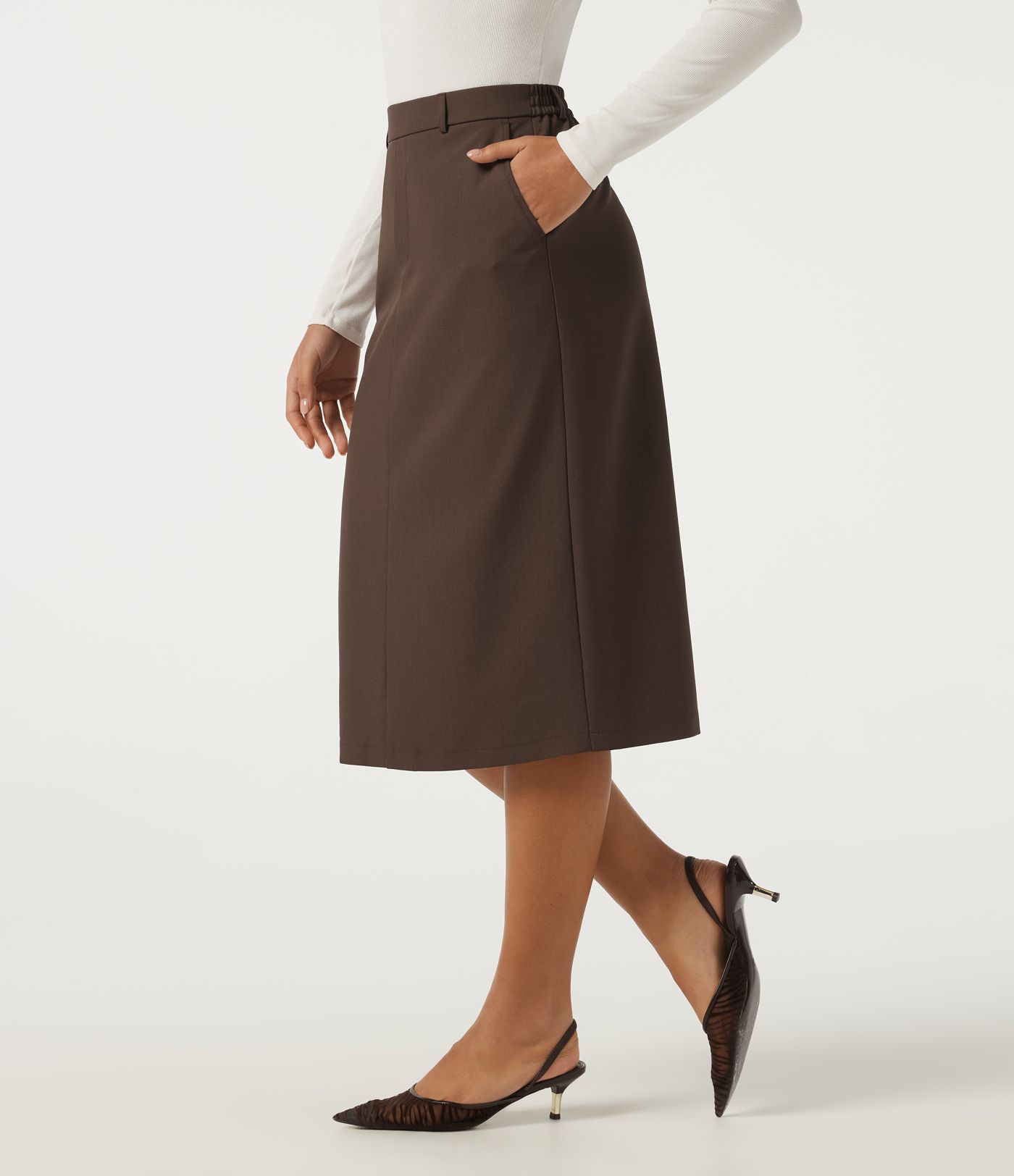 Midi-Blazer-Rock mit hoher Taille und Taschen für die Arbeit Midi-Blazer-Rock mit hoher Taille und Taschen für die Arbeit