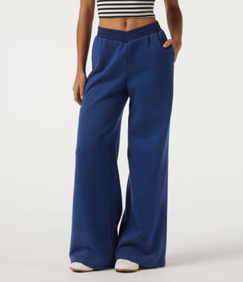Jogging décontracté taille basse à ceinture croisée, coupe droite, avec poches