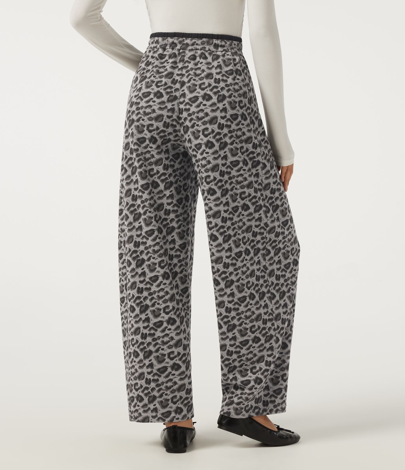 High Waisted Leopard Print Drawstring Barrel Leg Casual Pants with Pockets