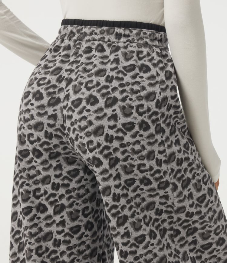 High Waisted Leopard Print Drawstring Barrel Leg Casual Pants with Pockets