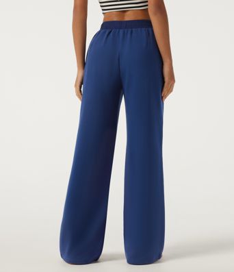 Jogging décontracté taille basse à ceinture croisée, coupe droite, avec poches