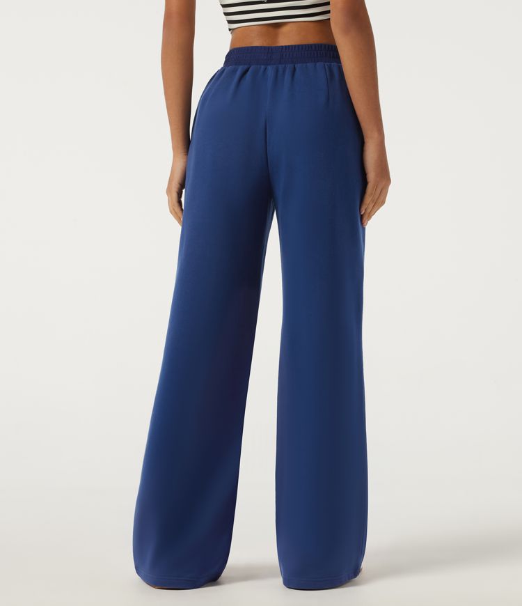 Jogging décontracté taille basse à ceinture croisée, coupe droite, avec poches