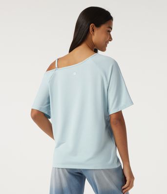 One Shoulder Raglan Short Sleeve Casual T-Shirt One Shoulder Raglan Short Sleeve Casual T-Shirt