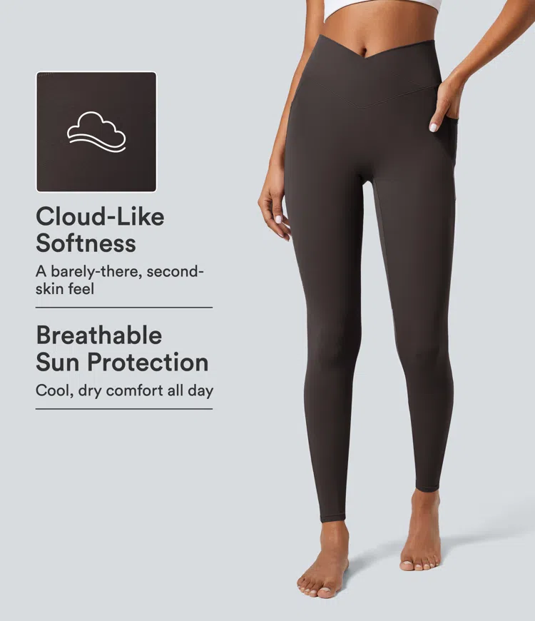 SoftlyZero™ Crossover Pocket Plain Leggings