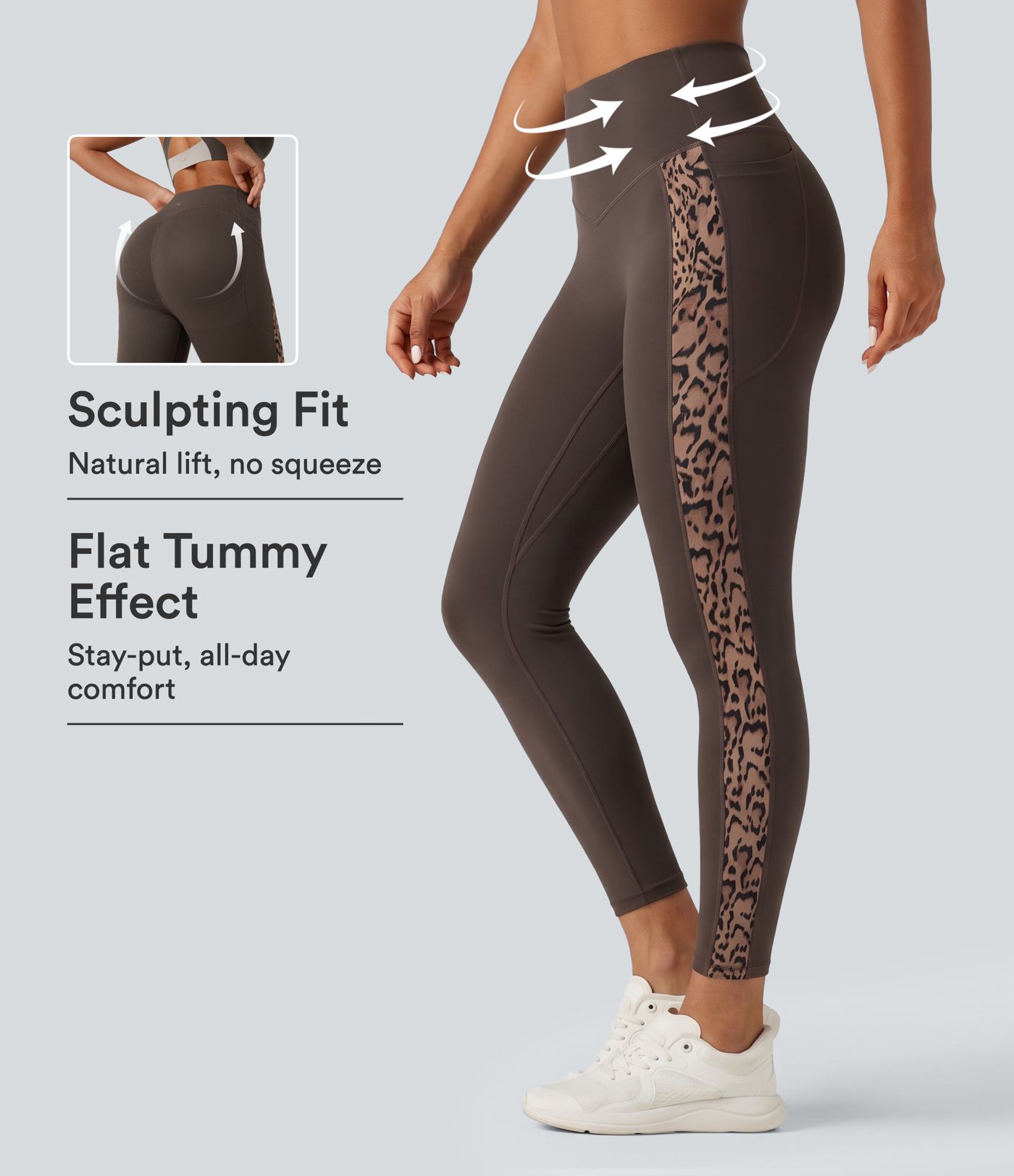 Halara UltraSculpt™ legging de yoga taille haute imprimé léopard, gainant pour le ventre et effet push-up pour les fessiers, avec poches Halara UltraSculpt™ legging de yoga taille haute imprimé léopard, gainant pour le ventre et effet push-up pour les fessiers, avec poches