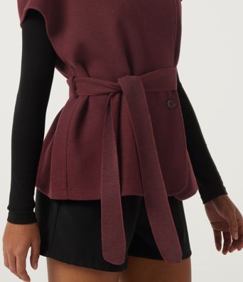 Open Front Tie Side Short Sleeve Work Coat Vest Open Front Tie Side Short Sleeve Work Coat Vest