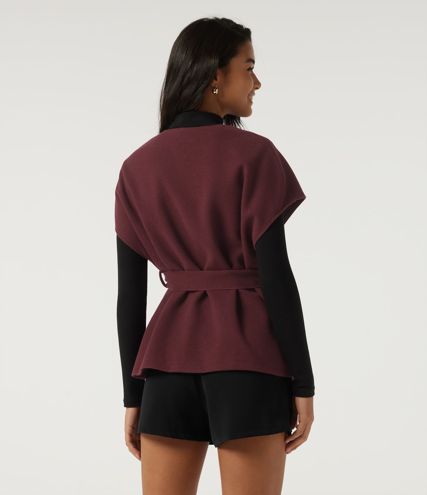 Open Front Tie Side Short Sleeve Work Coat Vest Open Front Tie Side Short Sleeve Work Coat Vest