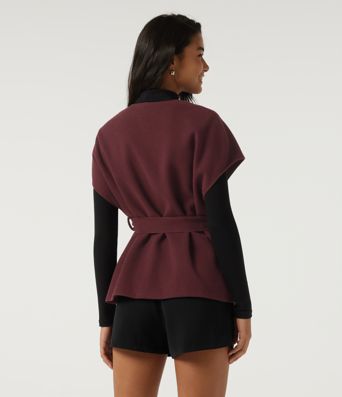 Open Front Tie Side Short Sleeve Work Coat Vest Open Front Tie Side Short Sleeve Work Coat Vest