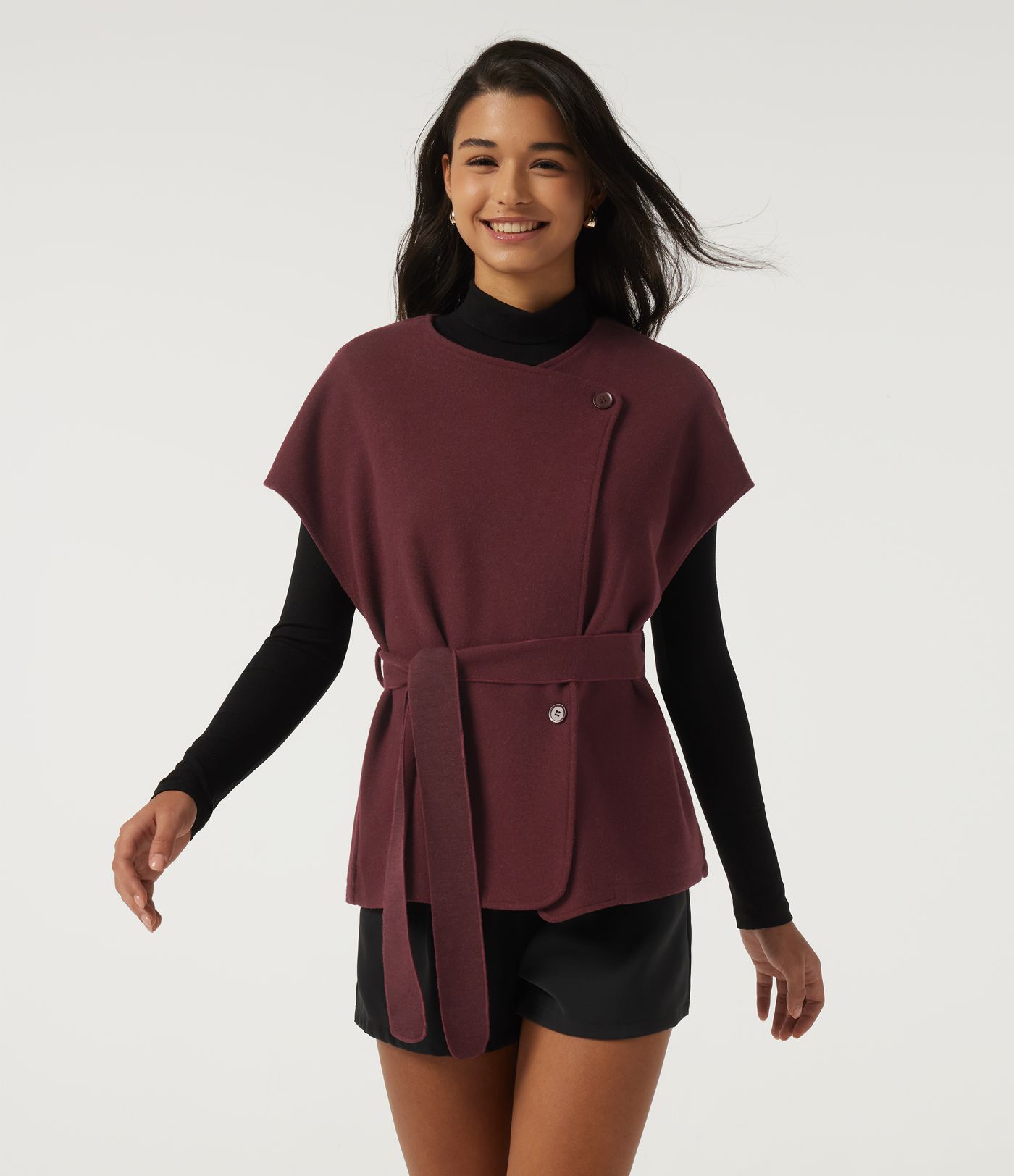 Open Front Tie Side Short Sleeve Work Coat Vest Open Front Tie Side Short Sleeve Work Coat Vest