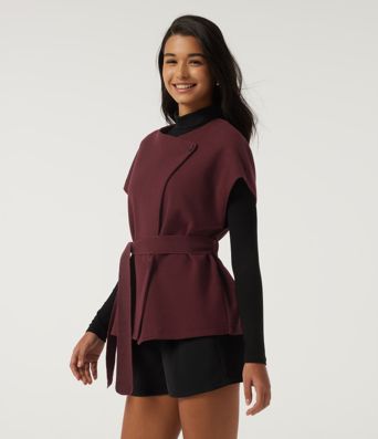 Open Front Tie Side Short Sleeve Work Coat Vest Open Front Tie Side Short Sleeve Work Coat Vest