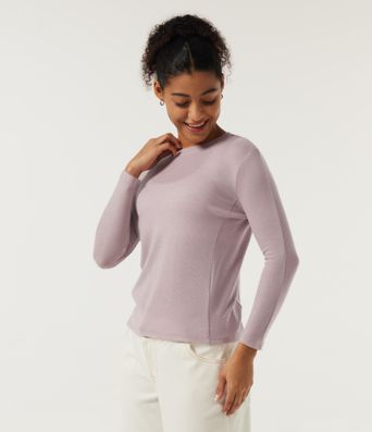 Round Neck 9/10 Sleeve Wool Casual Top