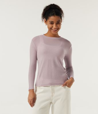 Round Neck 9/10 Sleeve Wool Casual Top