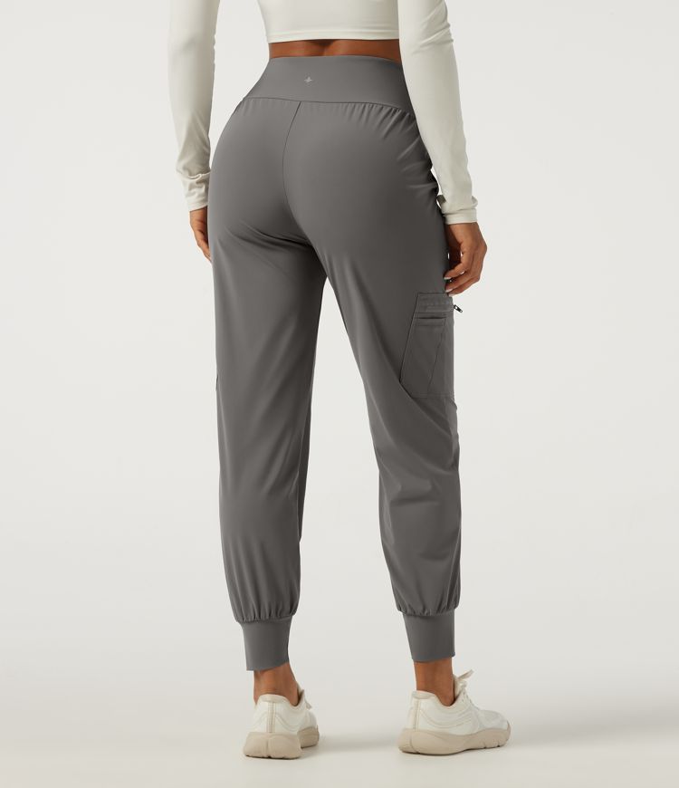 Wrinkle Recovery Quick Dry High Waisted Tapered Workout Joggers with Pockets