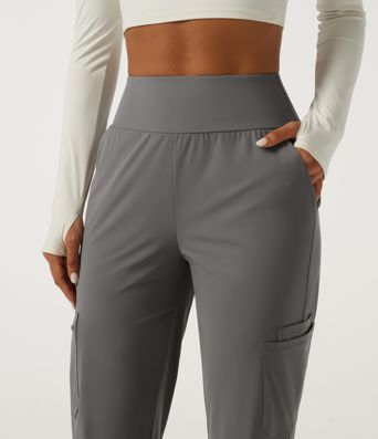Wrinkle Recovery Quick Dry High Waisted Tapered Workout Joggers with Pockets