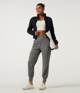 Wrinkle Recovery Quick Dry High Waisted Tapered Workout Joggers with Pockets