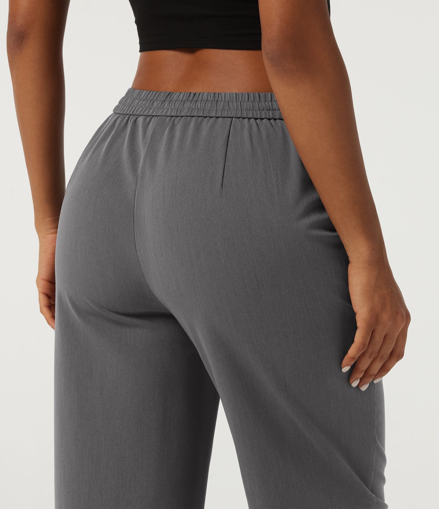 Mid Rise Drawstring Tapered Casual Pants with Pockets Mid Rise Drawstring Tapered Casual Pants with Pockets