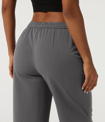 Mid Rise Drawstring Tapered Casual Pants with Pockets Mid Rise Drawstring Tapered Casual Pants with Pockets