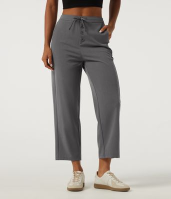 Mid Rise Drawstring Tapered Casual Pants with Pockets Mid Rise Drawstring Tapered Casual Pants with Pockets
