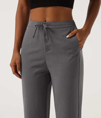Mid Rise Drawstring Tapered Casual Pants with Pockets Mid Rise Drawstring Tapered Casual Pants with Pockets