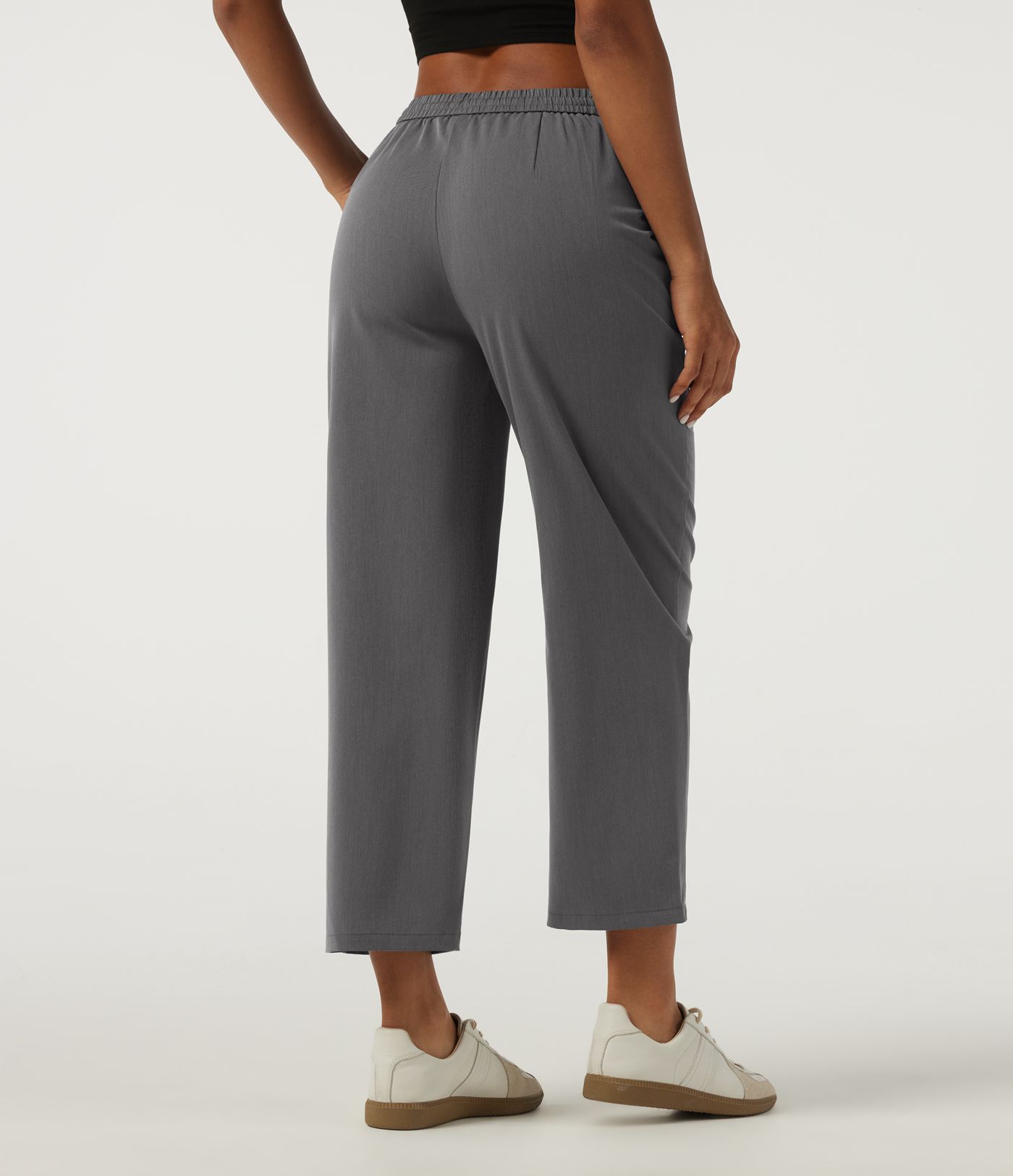Mid Rise Drawstring Tapered Casual Pants with Pockets Mid Rise Drawstring Tapered Casual Pants with Pockets