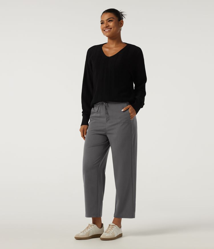 Mid Rise Drawstring Tapered Casual Pants with Pockets Mid Rise Drawstring Tapered Casual Pants with Pockets
