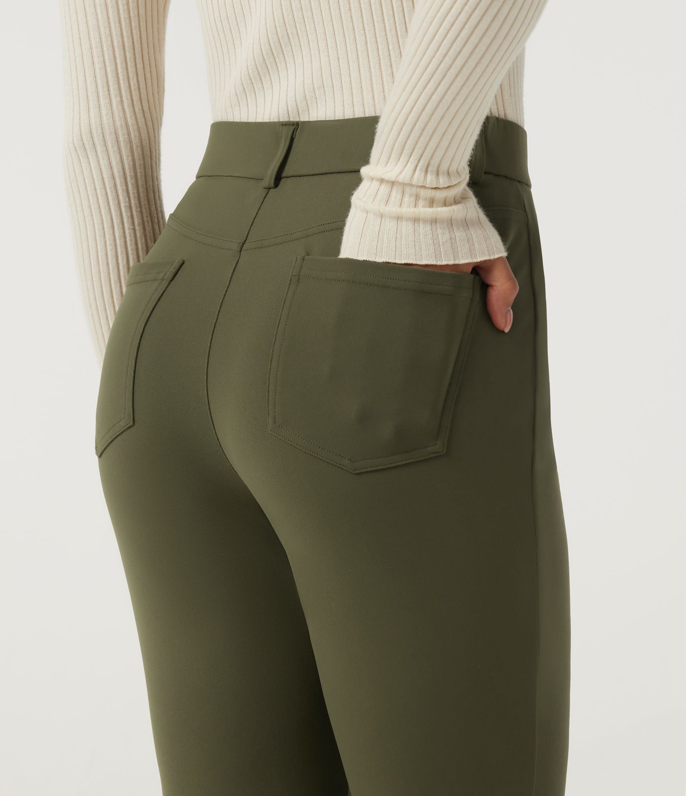 High Waisted Flare Work Pants with Pockets