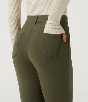 High Waisted Flare Work Pants with Pockets