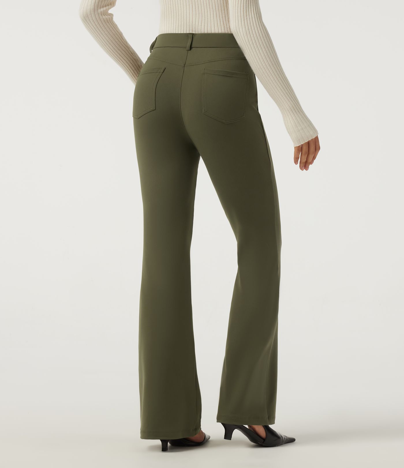 High Waisted Flare Work Pants with Pockets