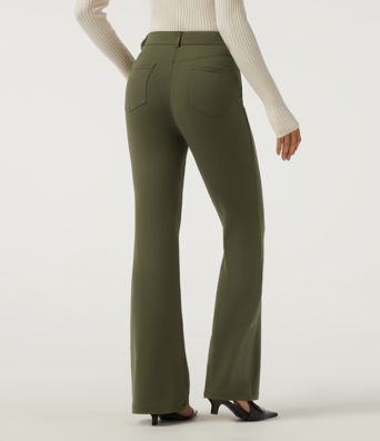 High Waisted Flare Work Pants with Pockets