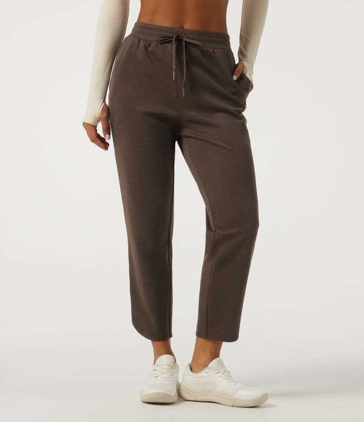 Mid Rise Drawstring Workout Pants with Pockets
