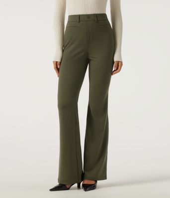 High Waisted Flare Work Pants with Pockets