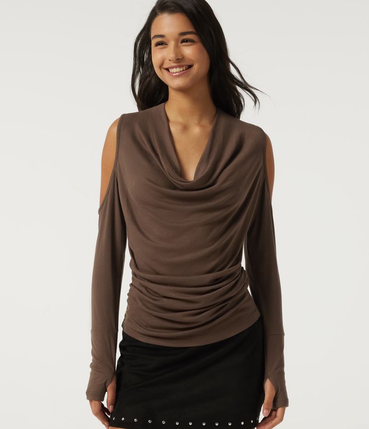 Cowl Neck Long Sleeve Casual Top