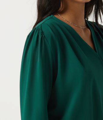 V Neck Long Sleeve Crossover A-Line Work Midi Dress with Pockets V Neck Long Sleeve Crossover A-Line Work Midi Dress with Pockets