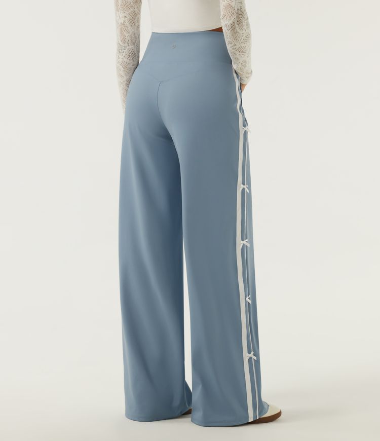 High Waisted Straight Leg Color Block Quick Dry Dance Pants with Pockets-UPF40+