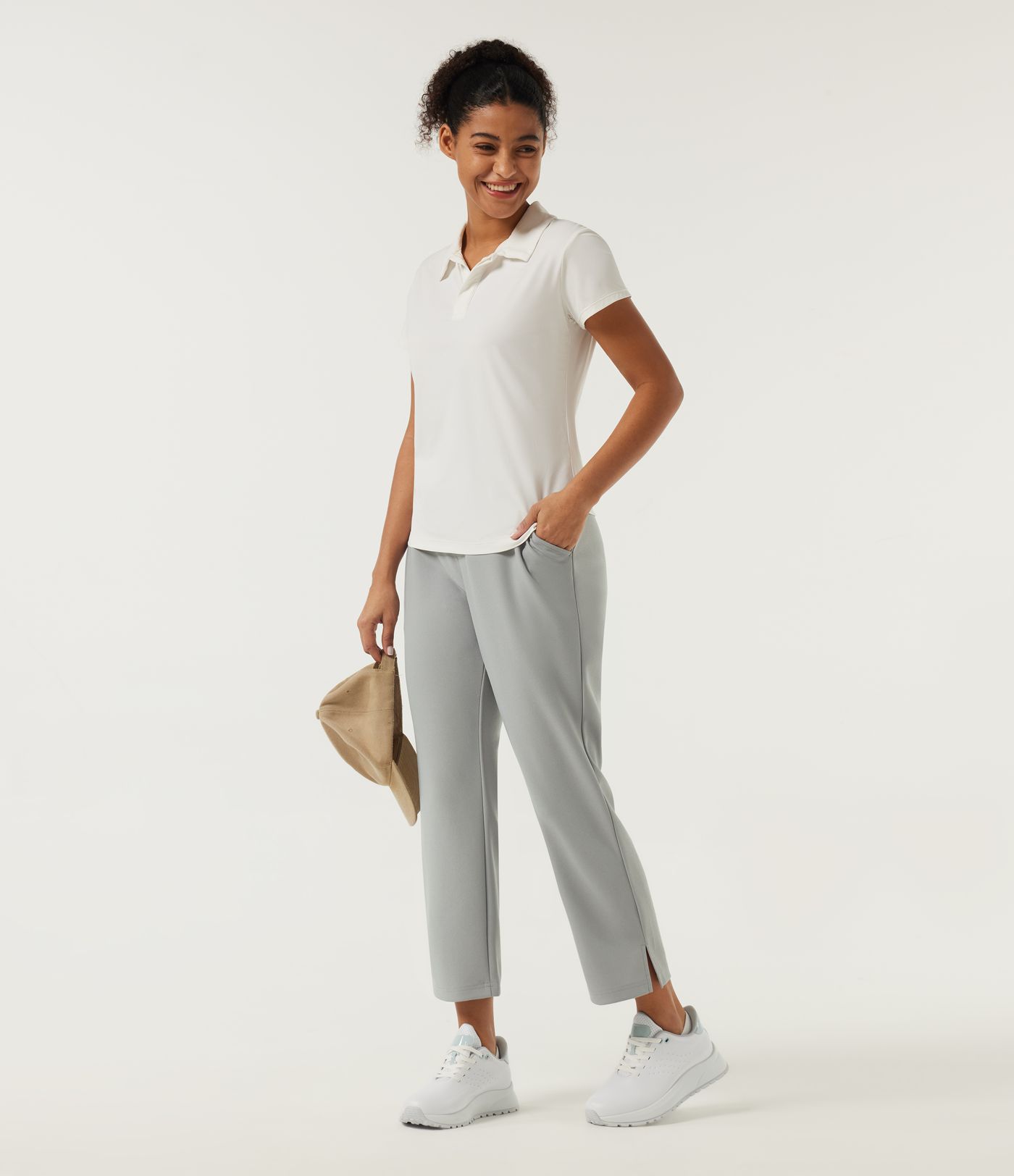 High Waisted Straight Leg Golf Pants with Pockets-Golf Tee
