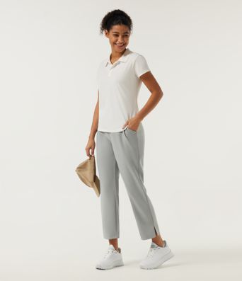 High Waisted Straight Leg Golf Pants with Pockets-Golf Tee